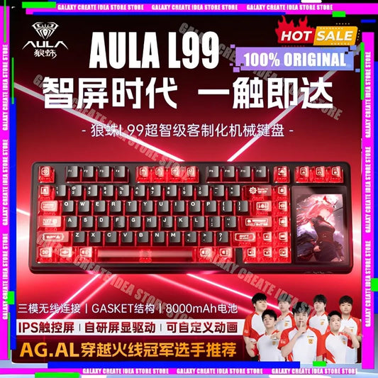 Hot AULA L99 3.98-inch Screen Touch Magnetic Mechanical Keyboard Wireless 3Mode Hot Swap RGB Esports Gaming Keyboard Custom Gift